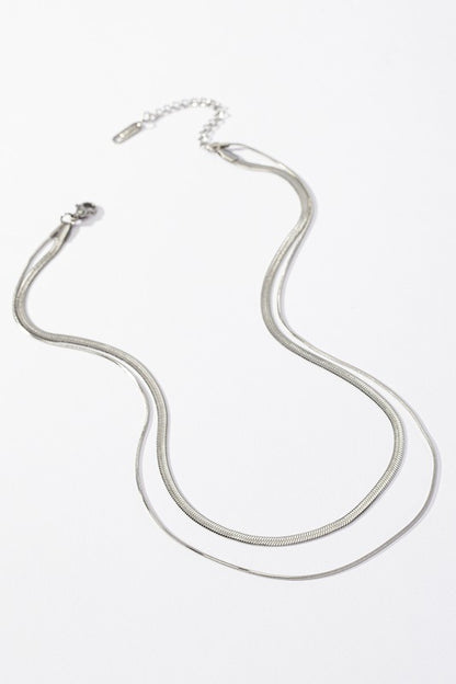 “JANICE” Two Layer Herringbone Chain Necklace