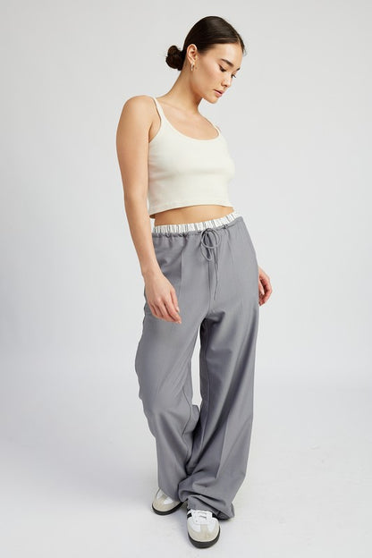 DOUBLE WAIST STREUIGHT LEG PANTS