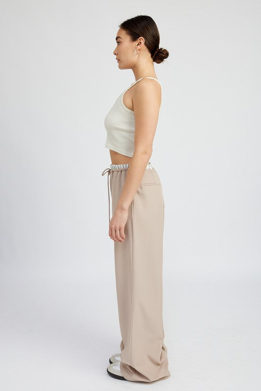 DOUBLE WAIST STREUIGHT LEG PANTS