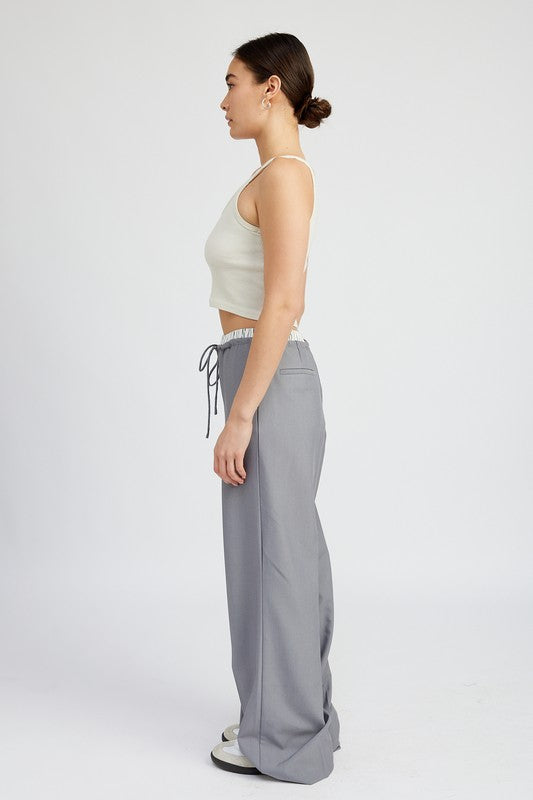 DOUBLE WAIST STREUIGHT LEG PANTS