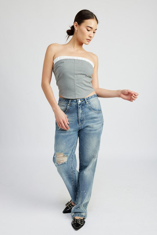 “LULU” CONTRASTED TUBE TOP