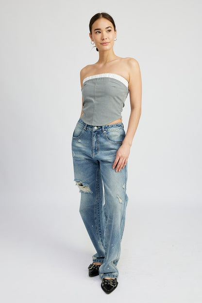 “LULU” CONTRASTED TUBE TOP