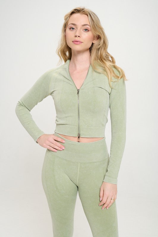 Ribbed Knit Tracksuit Two-Piece Set