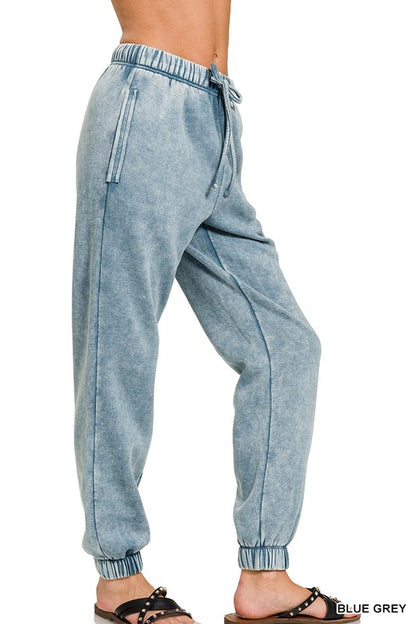 “ZOLO” Acid Wash Fleece Sweatpants with Pockets