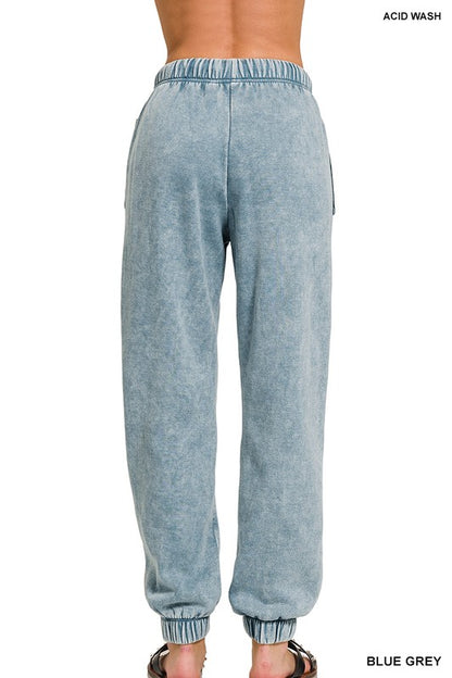 “ZOLO” Acid Wash Fleece Sweatpants with Pockets