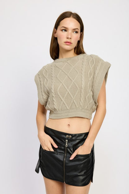 “BRENDA” CABLE KNIT VEST TOP