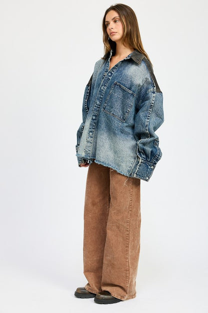 “JAX” OVERSIZED DENIM JACKET WITH BUTTONS