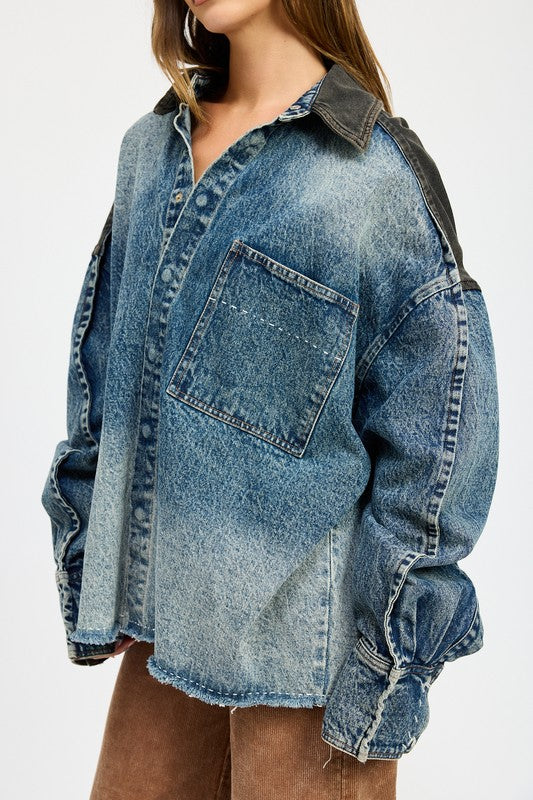 “JAX” OVERSIZED DENIM JACKET WITH BUTTONS