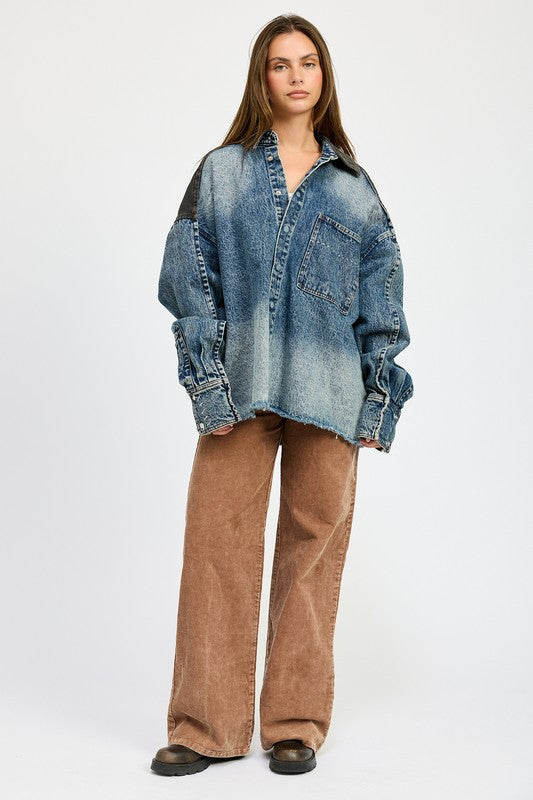 “JAX” OVERSIZED DENIM JACKET WITH BUTTONS