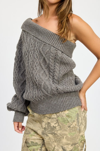 “JUNE” OVERSIZED ONE SHOULDER SWEATER