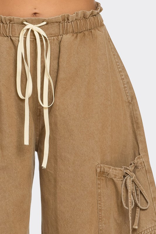 “CHICHI” Drawstring Denim Cargo Pants