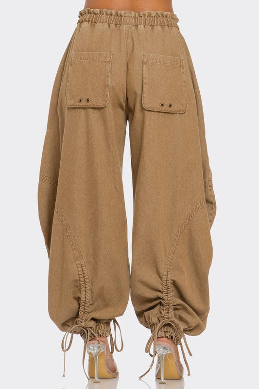 “CHICHI” Drawstring Denim Cargo Pants