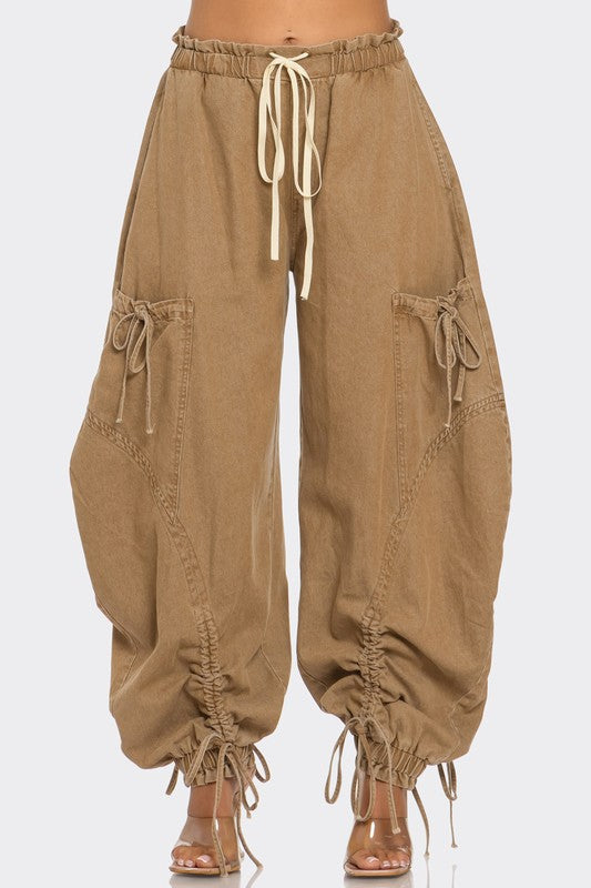 “CHICHI” Drawstring Denim Cargo Pants