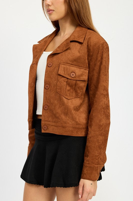 “RUE” SUEDE JACKET WITH POCKETS