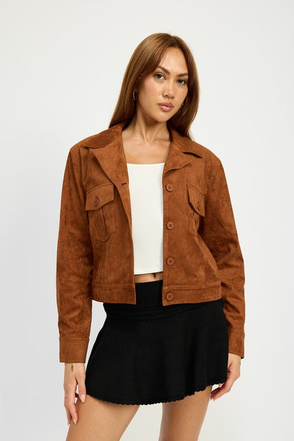 “RUE” SUEDE JACKET WITH POCKETS