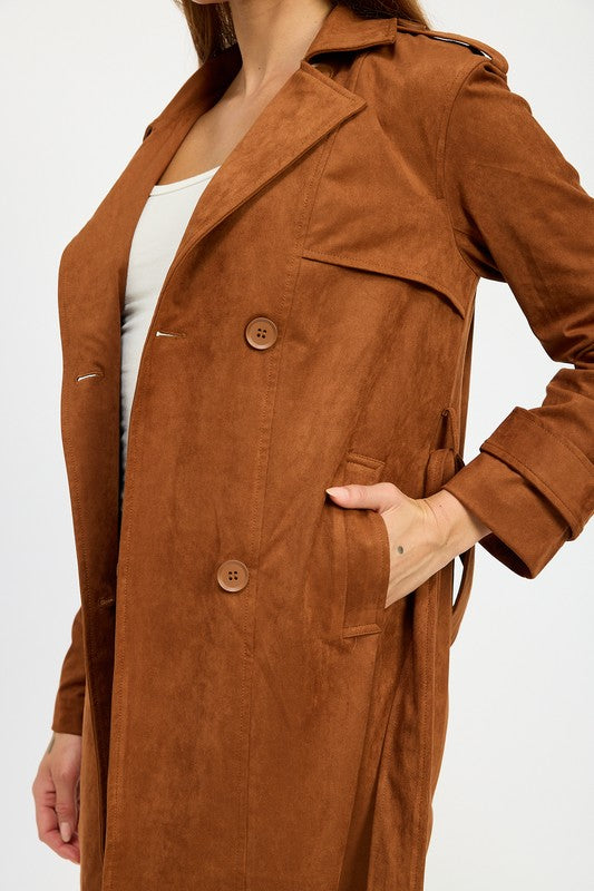 “ANDREA” SUEDE TRENCH COAT