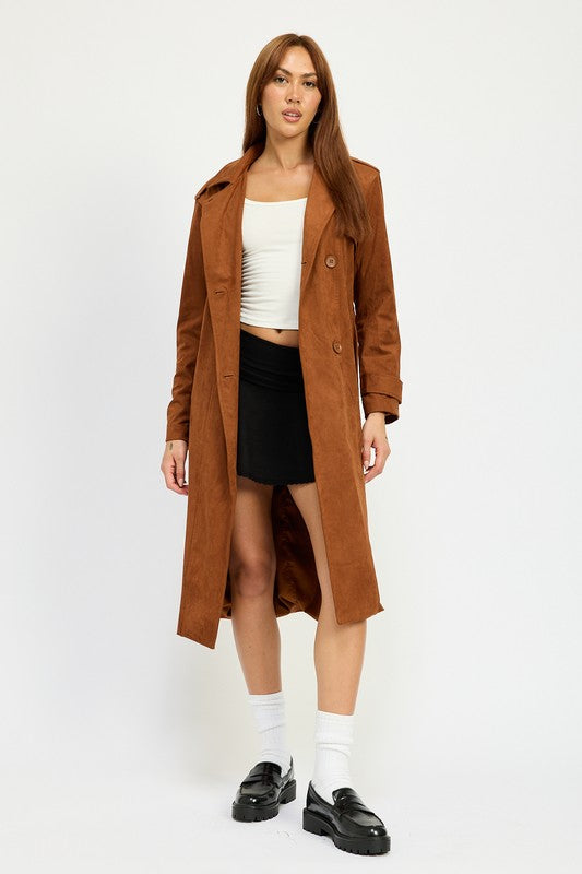 “ANDREA” SUEDE TRENCH COAT