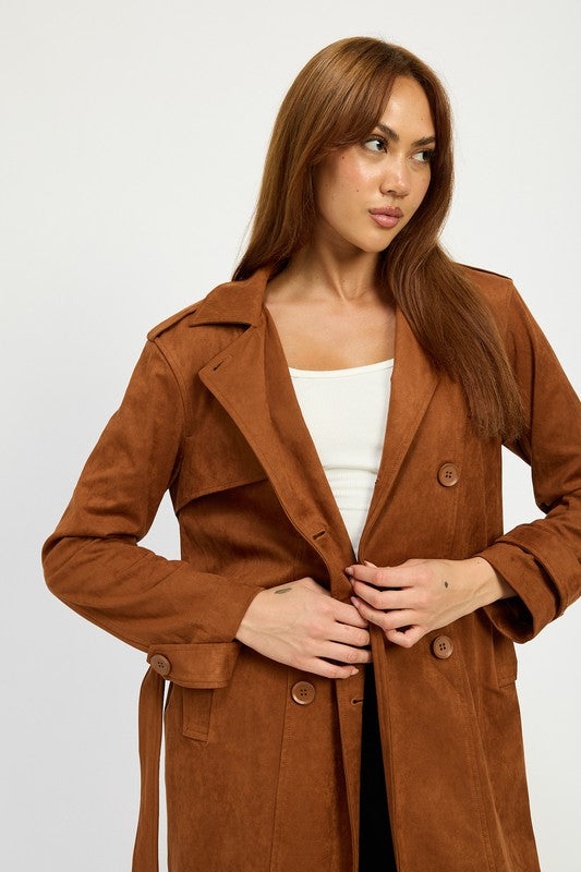 “ANDREA” SUEDE TRENCH COAT