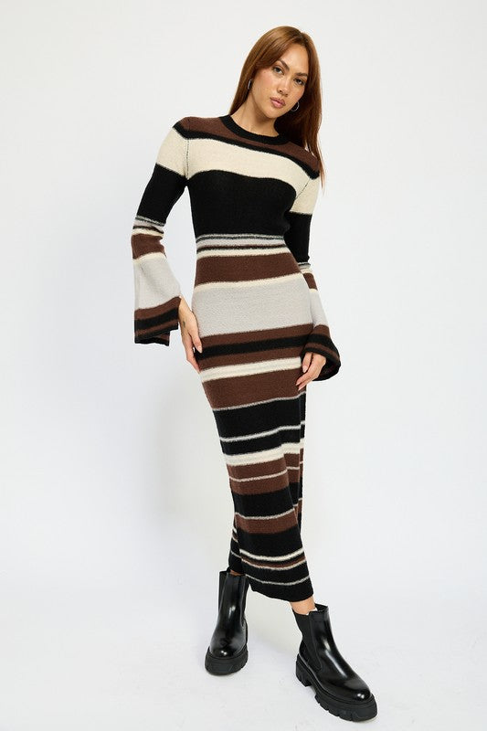 “GRACE” STRIPE MAXI BODYCON DRESS