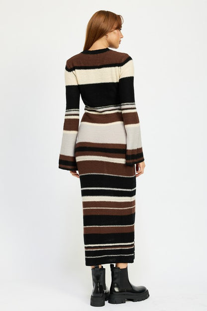 “GRACE” STRIPE MAXI BODYCON DRESS