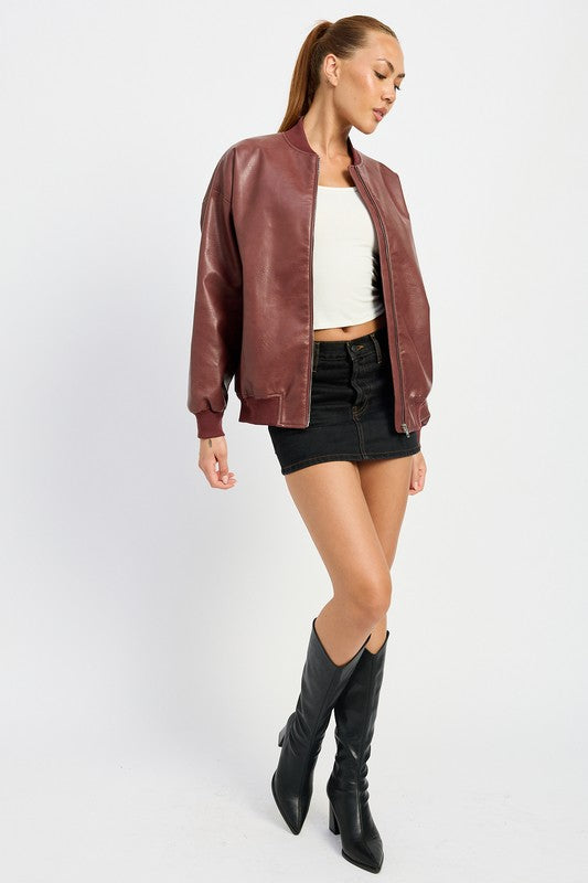 “VICTORIA” VINTAGE LEATHER BOMBER JACKET