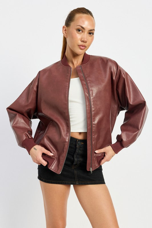 “VICTORIA” VINTAGE LEATHER BOMBER JACKET