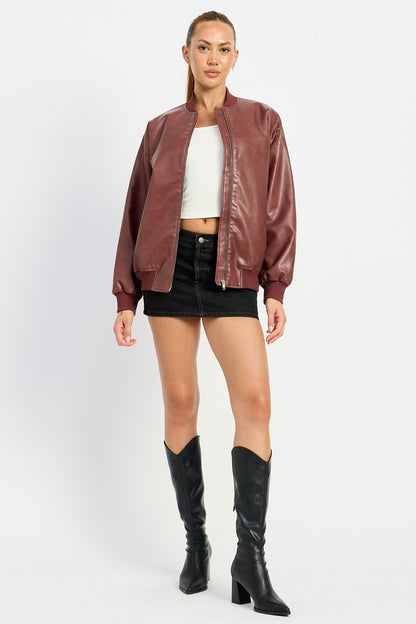 “VICTORIA” VINTAGE LEATHER BOMBER JACKET