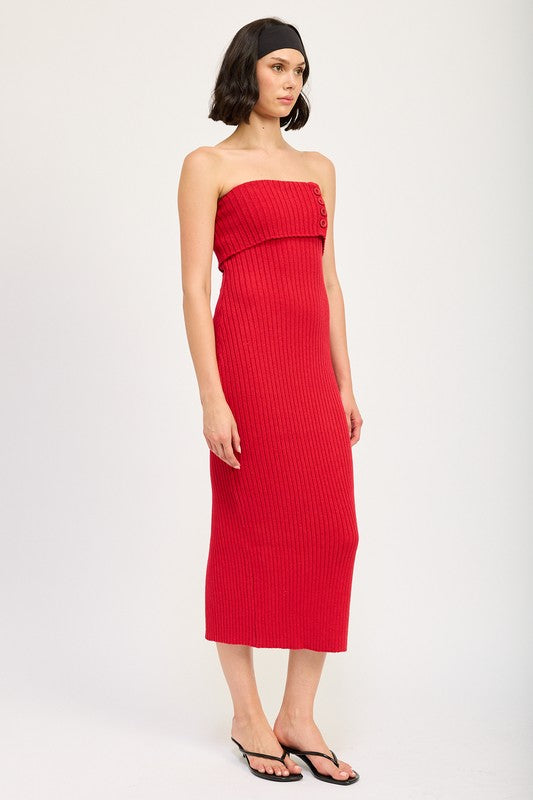 “PAIGE” FOLD OVER RIBBED TUBE DRESS