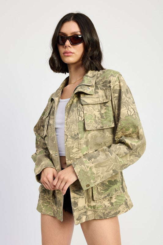 CAMO TWILL JACKET WITH FLAP POCKETS