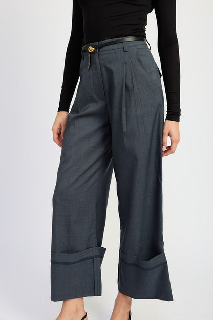 “MAX” FOLD OVER PLEATED PANTS