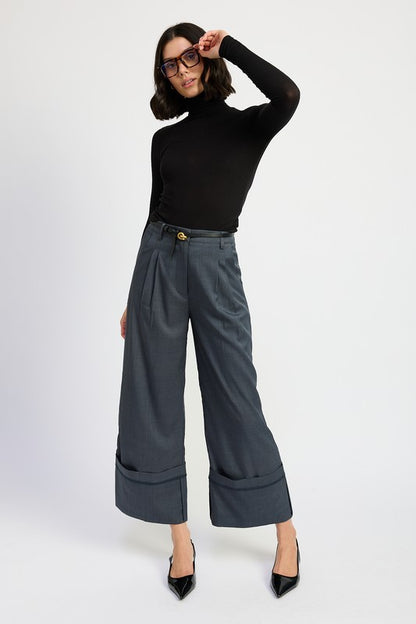 “MAX” FOLD OVER PLEATED PANTS