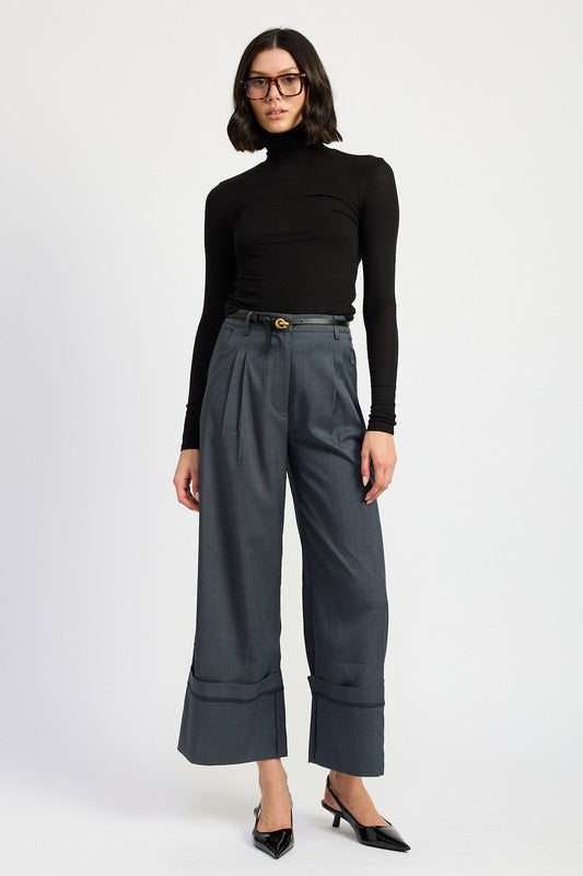 “MAX” FOLD OVER PLEATED PANTS