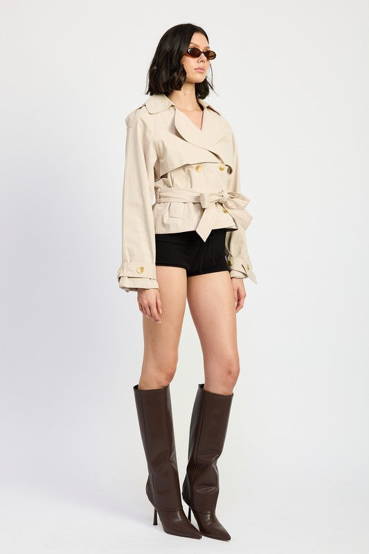 “HILARY” LAYERED TRENCH STYLE JACKET