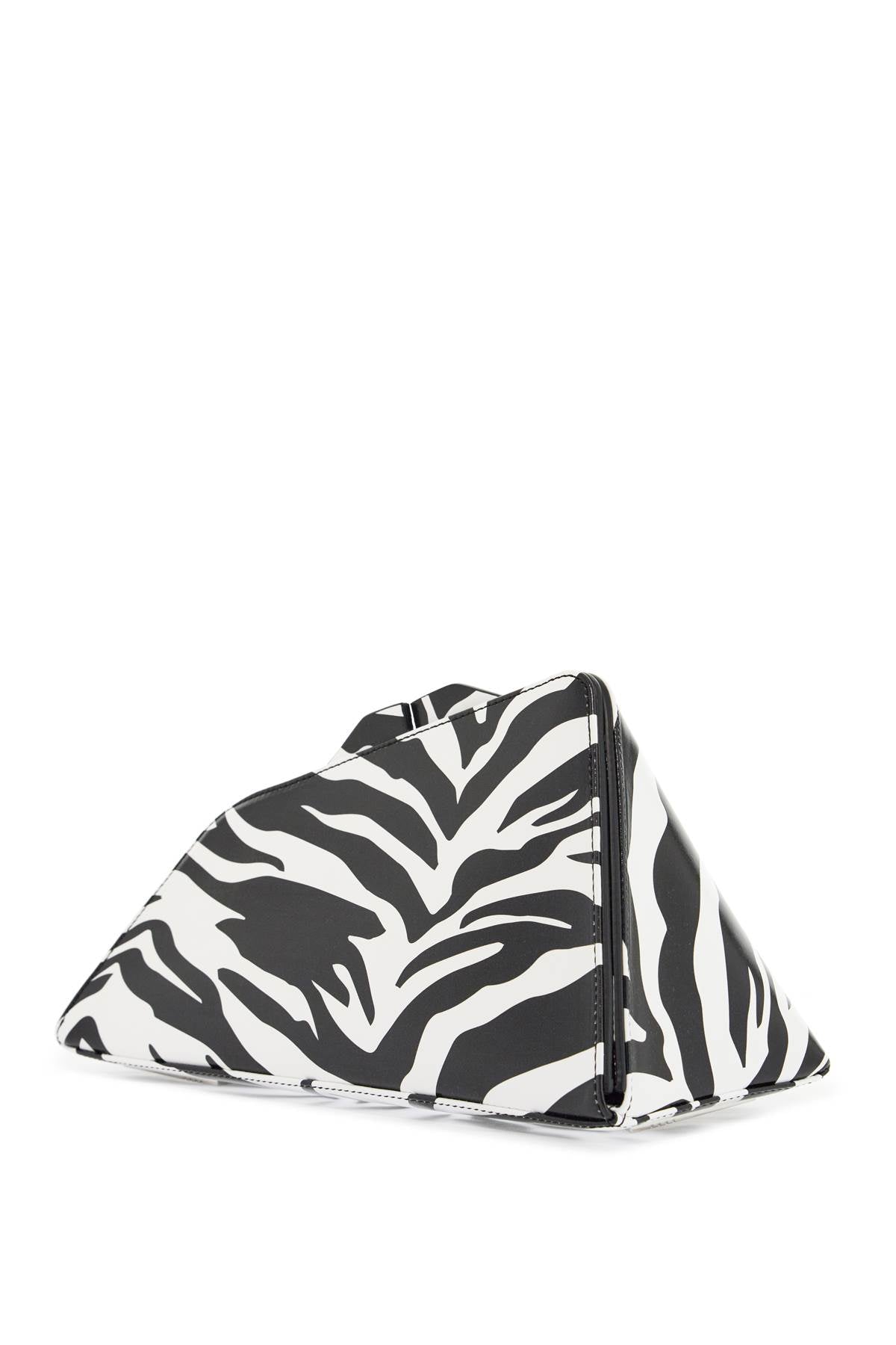 The Attico The Attico black and white zebra print calfskin clutch with zip