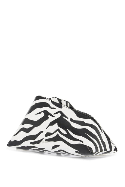 The Attico The Attico black and white zebra print calfskin clutch with zip