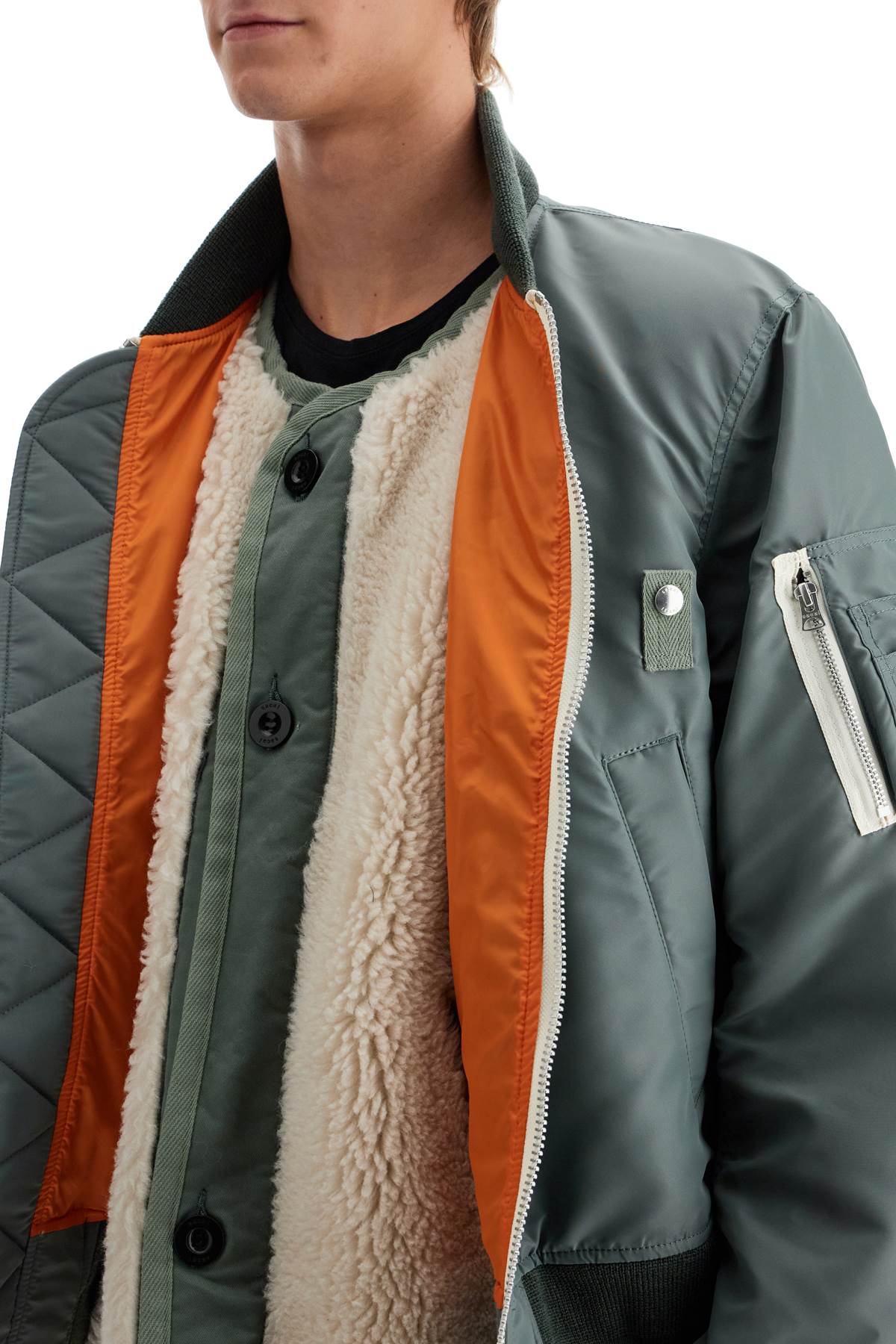 Sacai Sacai layered hybrid bomber jacket