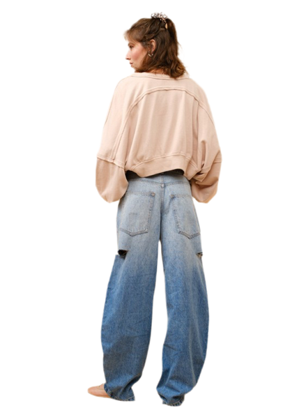 “ALANA” SLIT BARREL JEANS