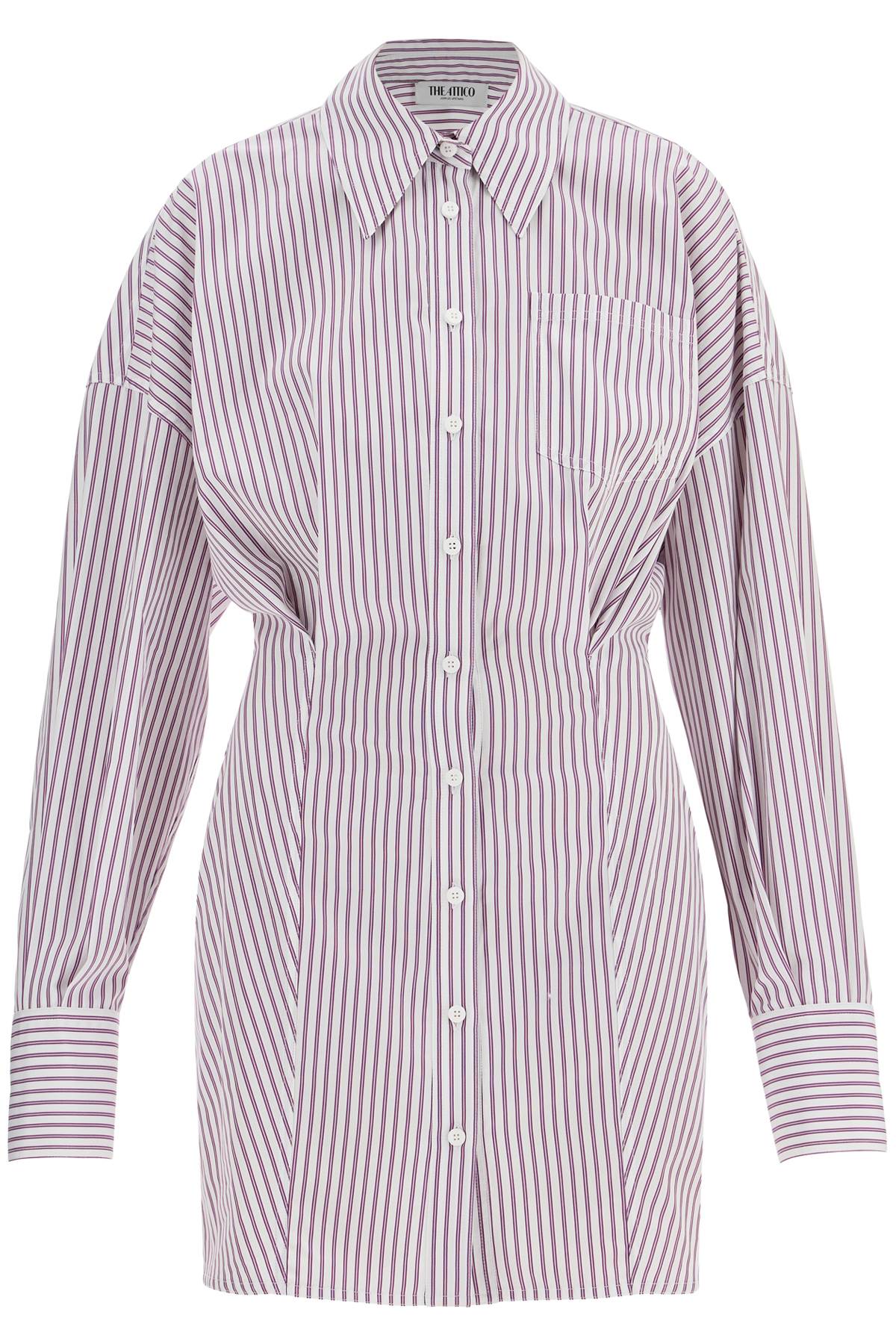 The Attico The Attico white and purple striped mini shirt dress