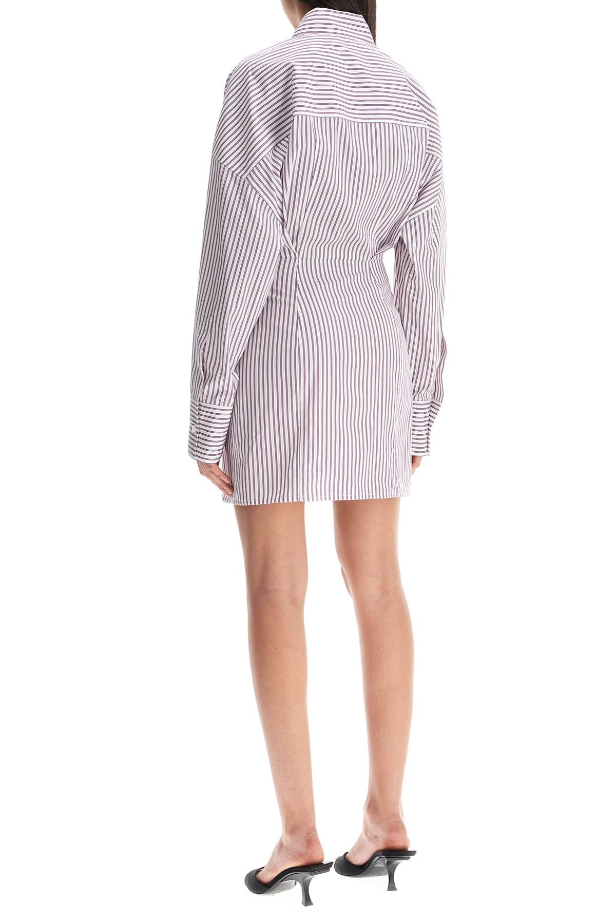 The Attico The Attico white and purple striped mini shirt dress