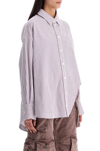 The Attico white and purple striped oversized shirt