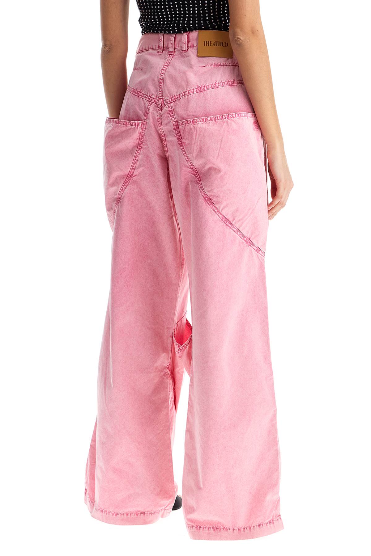 The Attico The Attico high-waisted loose fit pink palazzo pants in cotton