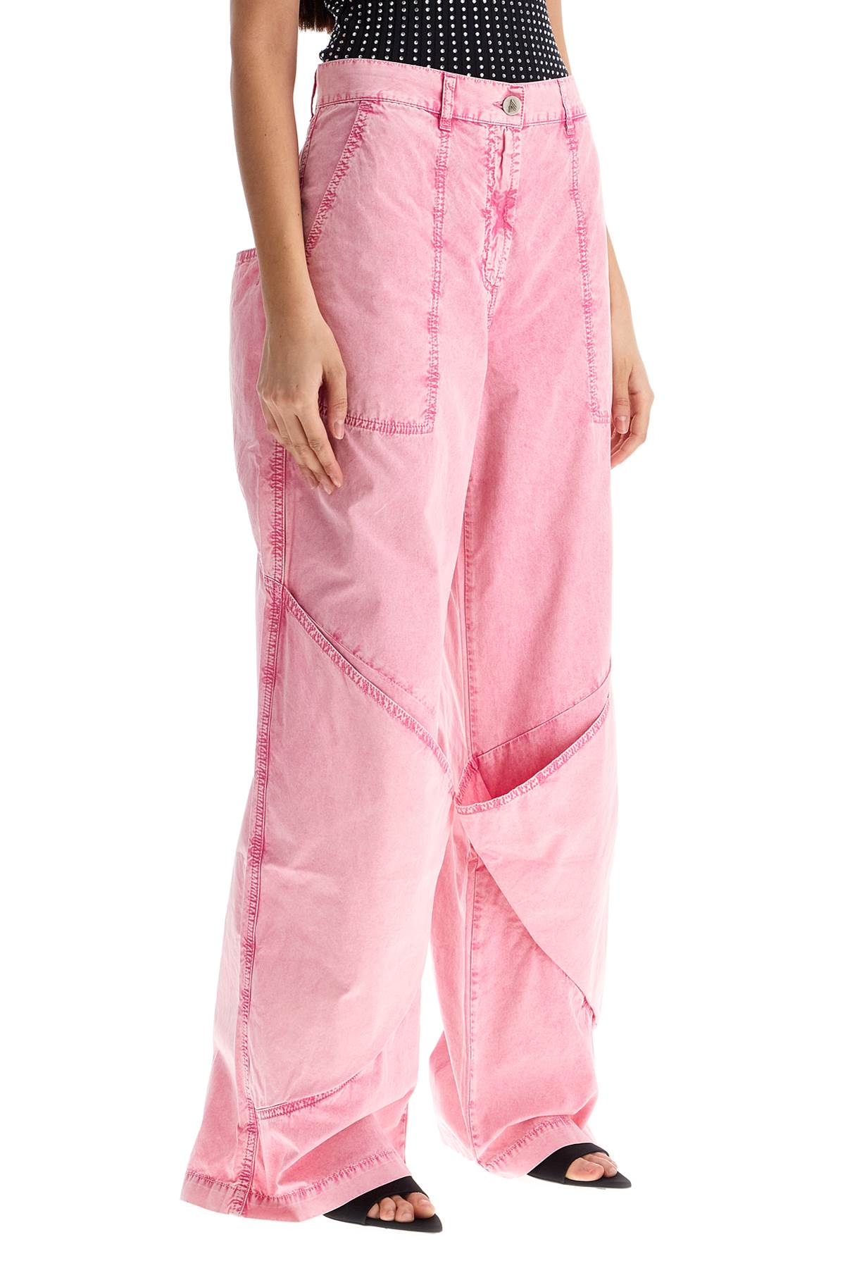 The Attico The Attico high-waisted loose fit pink palazzo pants in cotton