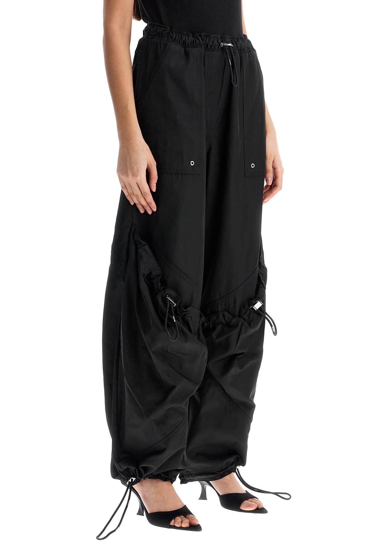 The Attico The Attico high-waisted black elasticated loose fit trousers with pockets