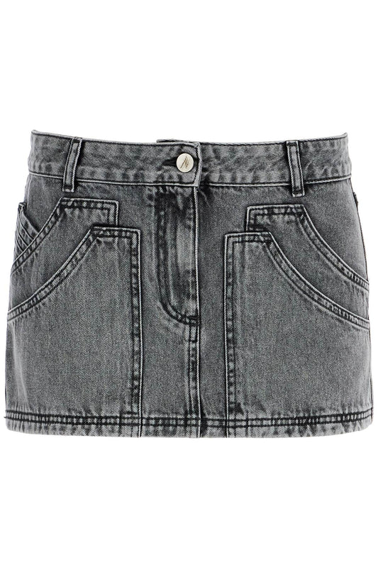 The Attico gray high-waisted slim fit denim mini skirt