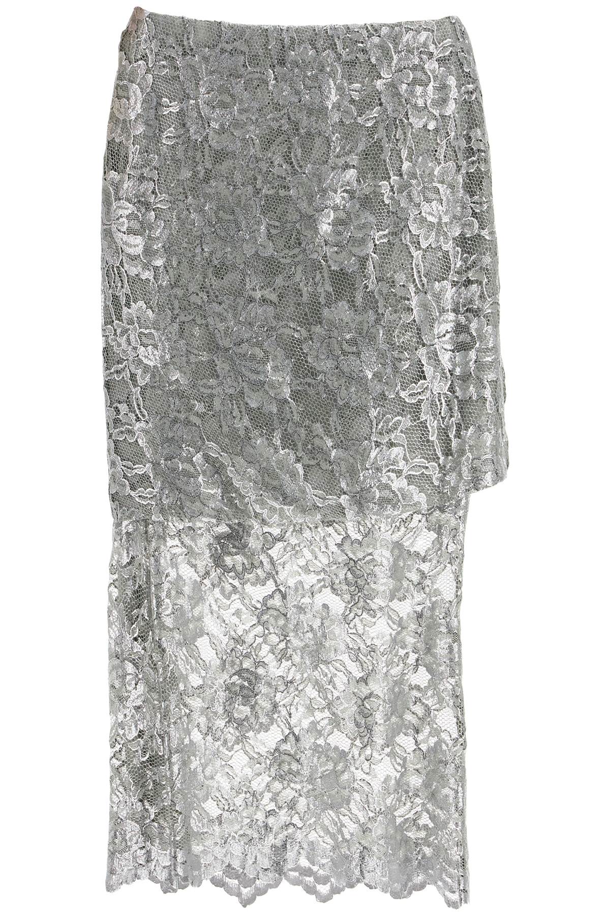 The Attico The Attico silver lace midi skirt