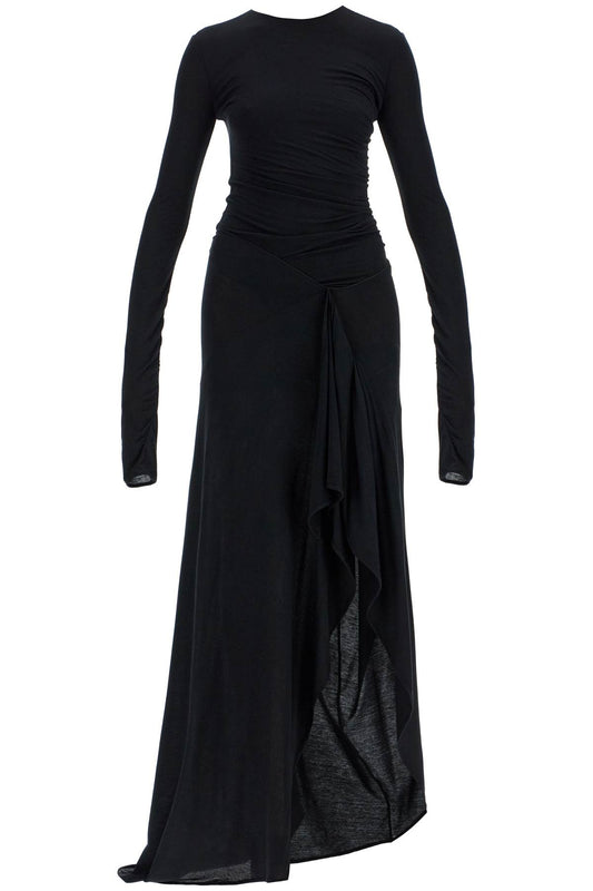 The Attico The Attico long draped jersey dress with pleats