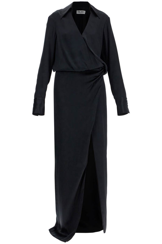 The Attico The Attico black long sleeve midi dress with side slit