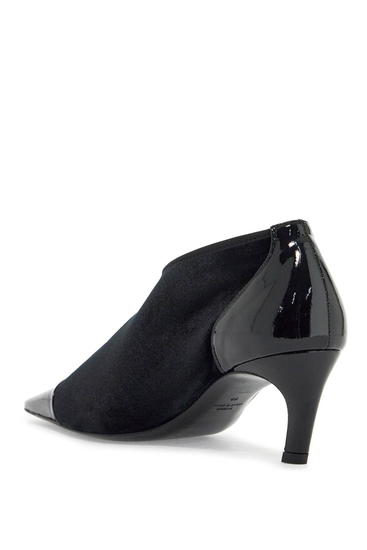 Toteme Toteme black recycled patent leather pumps with medium heel and pointed toe