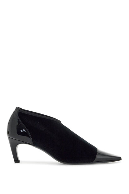 Toteme Toteme black recycled patent leather pumps with medium heel and pointed toe