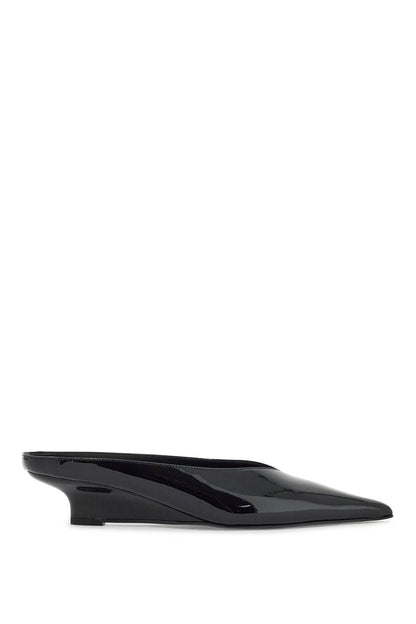 Toteme Toteme black patent leather wedge mules with pointed toe